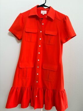 cinq a sept Bright Orange Button-Front Pocket